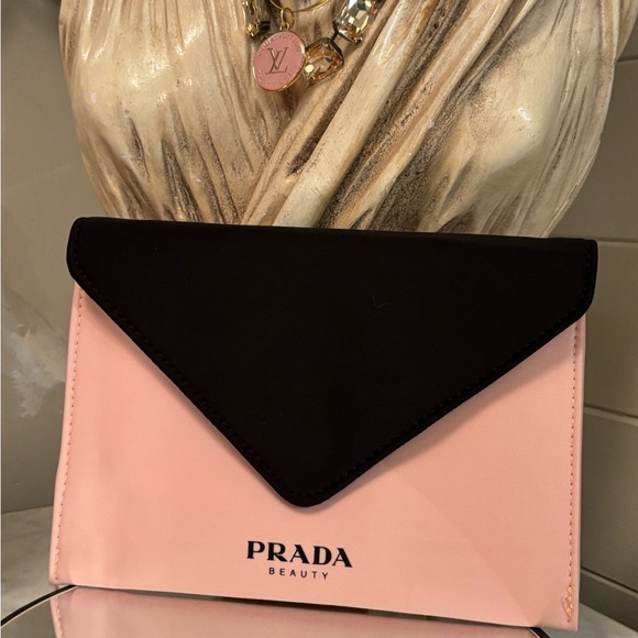 Source Unknown Handbags - NEW made for Prada Beauty Neoprene Pink + Black Cosmetic Envelope Pouch